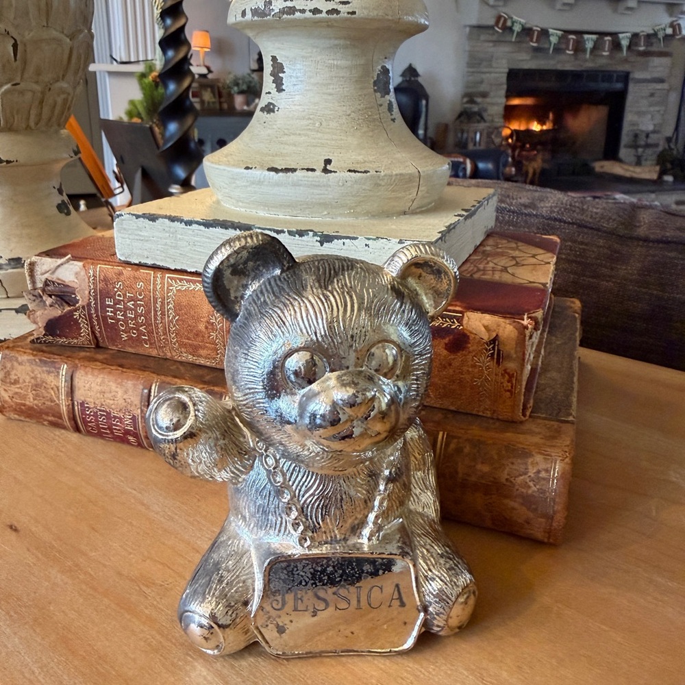 Vintage Silver Teddy Bear Bank - Picture 10 of 11